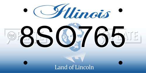 8SO765 Illinois License Plate