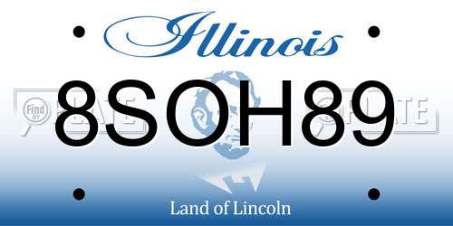 8SOH89 Illinois License Plate
