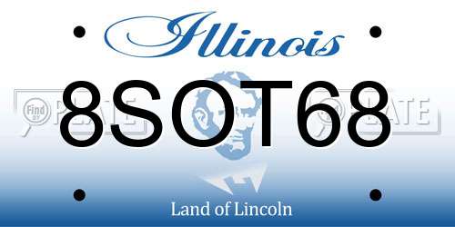 8SOT68 Illinois License Plate