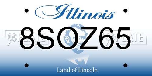 8SOZ65 Illinois License Plate