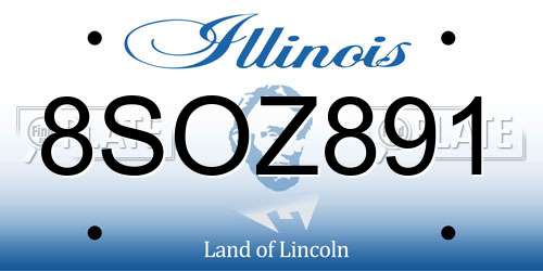 8SOZ891 Illinois License Plate