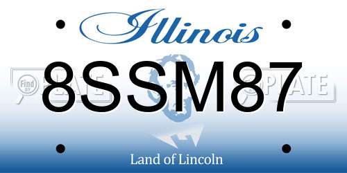 8SSM87 Illinois License Plate