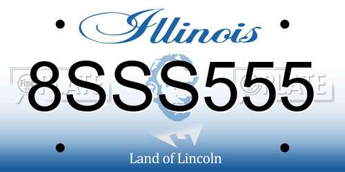 8SSS555 Illinois License Plate