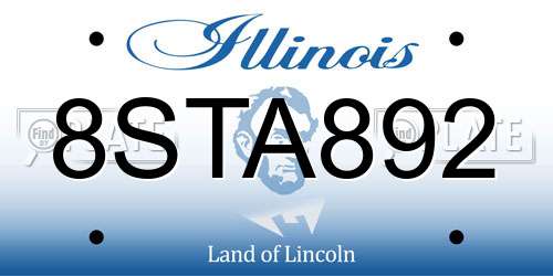 8STA892 Illinois License Plate