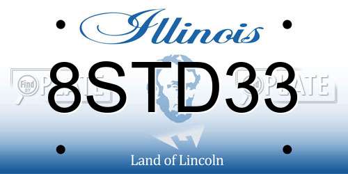 8STD33 Illinois License Plate