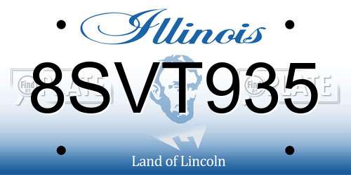 8SVT935 Illinois License Plate