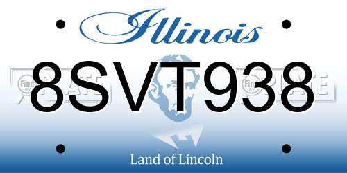 8SVT938 Illinois License Plate