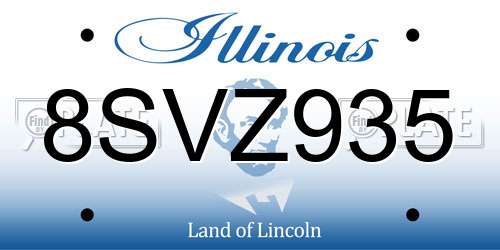 8SVZ935 Illinois License Plate