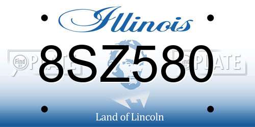 8SZ580 Illinois License Plate