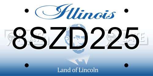 8SZD225 Illinois License Plate