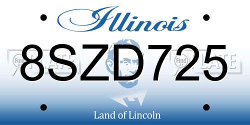 8SZD725 Illinois License Plate