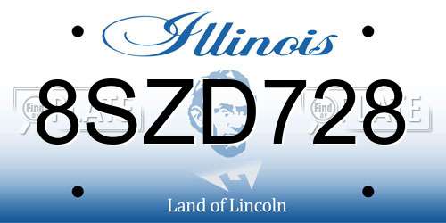 8SZD728 Illinois License Plate