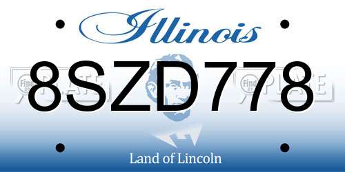 8SZD778 Illinois License Plate