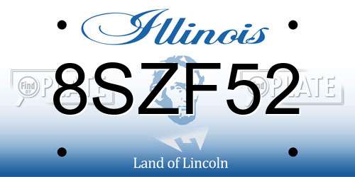 8SZF52 Illinois License Plate