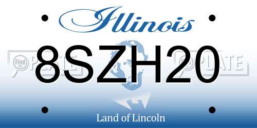 8SZH20 Illinois License Plate