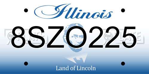 8SZO225 Illinois License Plate