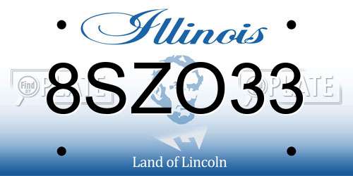 8SZO33 Illinois License Plate