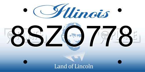 8SZO778 Illinois License Plate