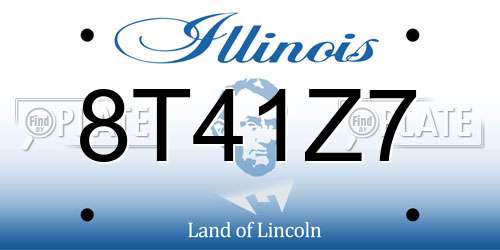 8T41Z7 Illinois License Plate