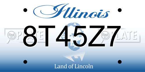 8T45Z7 Illinois License Plate