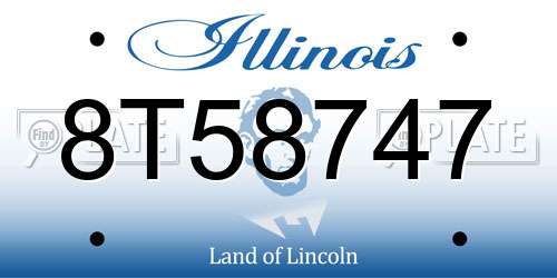 8T58747 Illinois License Plate