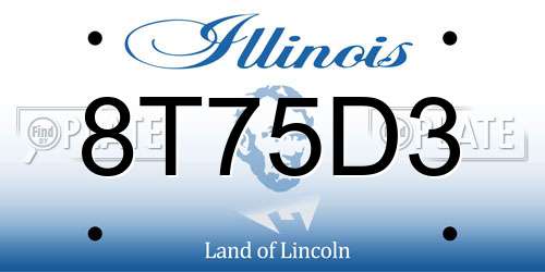 8T75D3 Illinois License Plate