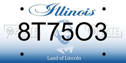 8T75O3 Illinois License Plate