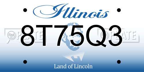 8T75Q3 Illinois License Plate