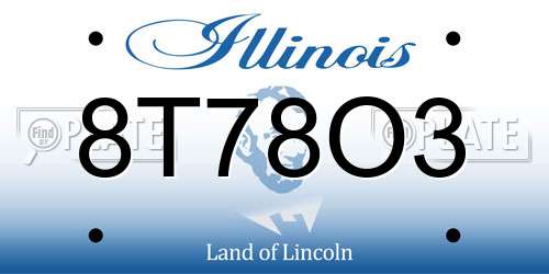 8T78O3 Illinois License Plate