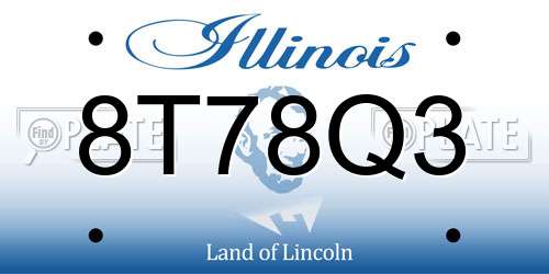 8T78Q3 Illinois License Plate
