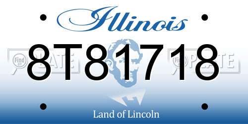 8T81718 Illinois License Plate