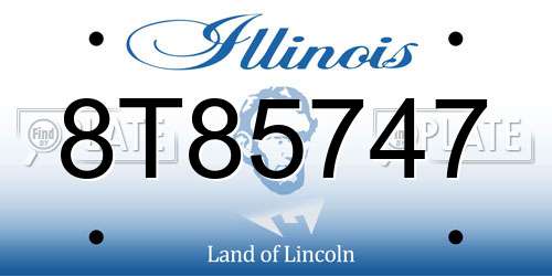 8T85747 Illinois License Plate