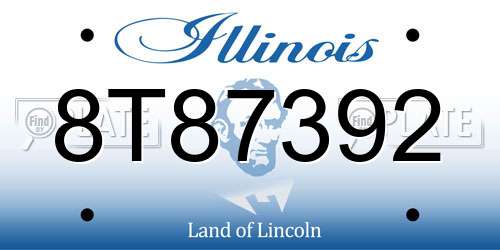 8T87392 Illinois License Plate