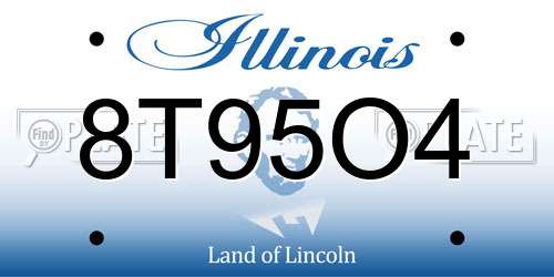 8T95O4 Illinois License Plate