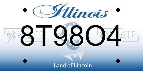 8T98O4 Illinois License Plate