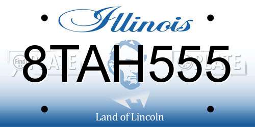 8TAH555 Illinois License Plate