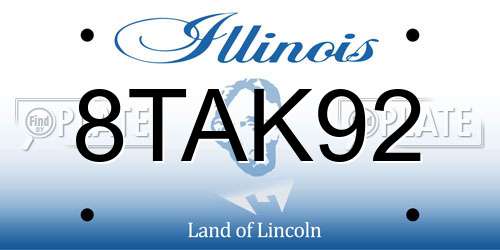 8TAK92 Illinois License Plate