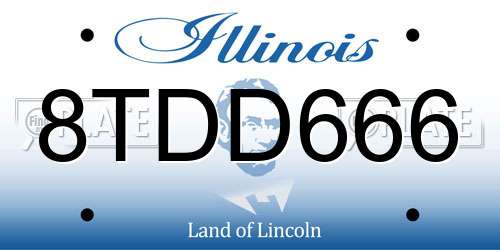 8TDD666 Illinois License Plate