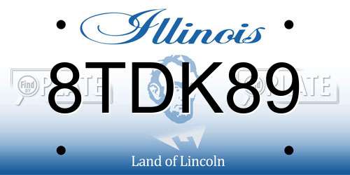 8TDK89 Illinois License Plate