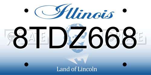 8TDZ668 Illinois License Plate