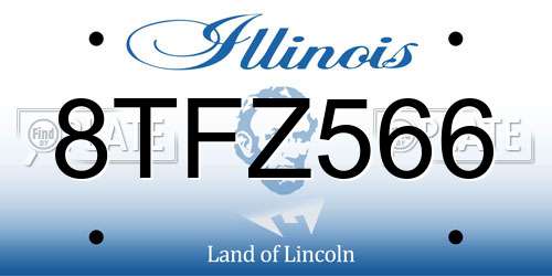 8TFZ566 Illinois License Plate