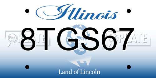 8TGS67 Illinois License Plate