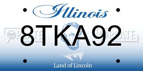 8TKA92 Illinois License Plate