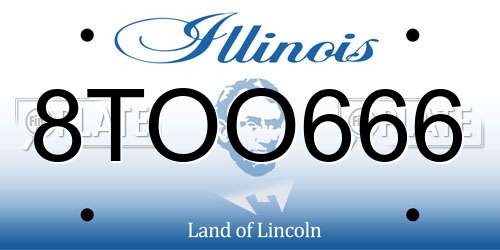 8TOO666 Illinois License Plate
