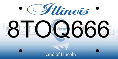 8TOQ666 Illinois License Plate