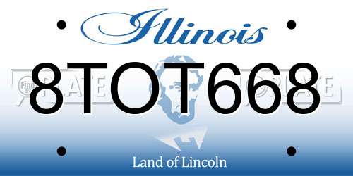8TOT668 Illinois License Plate
