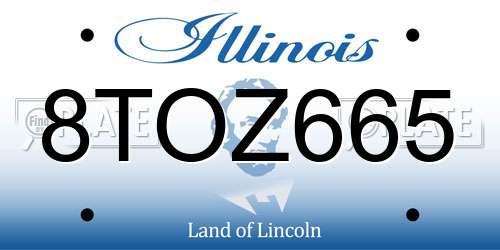 8TOZ665 Illinois License Plate