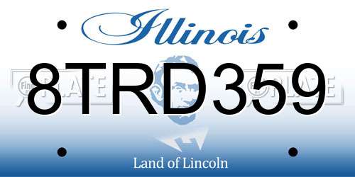 8TRD359 Illinois License Plate