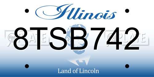 8TSB742 Illinois License Plate