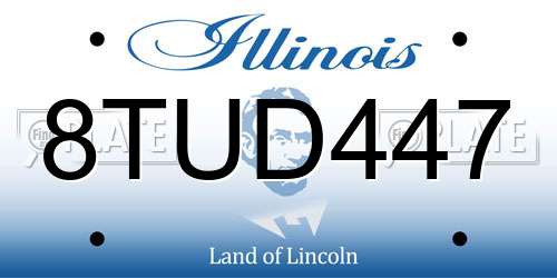 8TUD447 Illinois License Plate